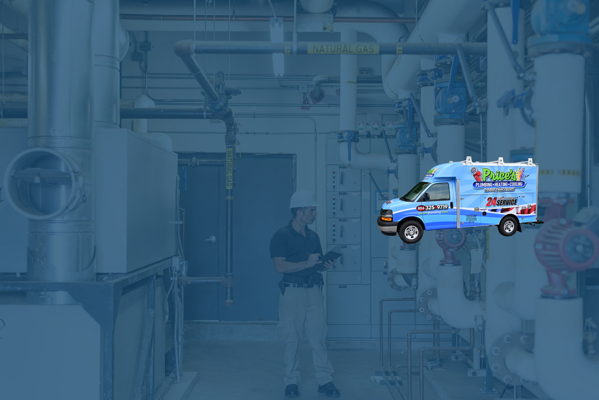 Technician providing residential boiler service
