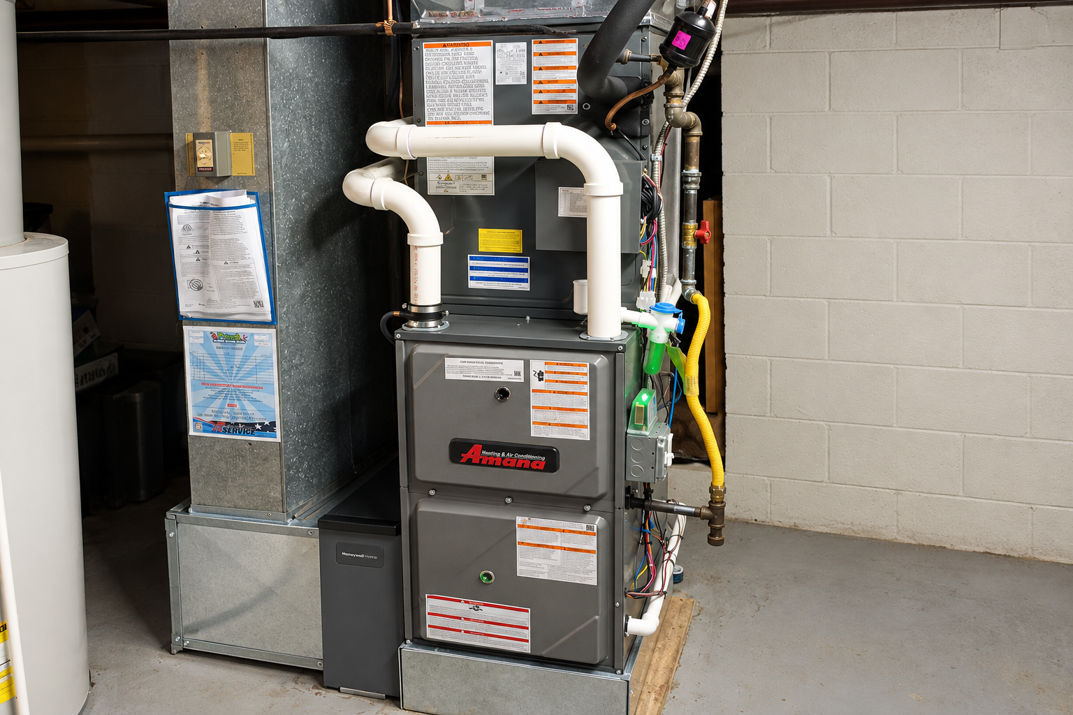 Amana furnace installation by Price\'s Plumbing Heating & Air Conditioning
