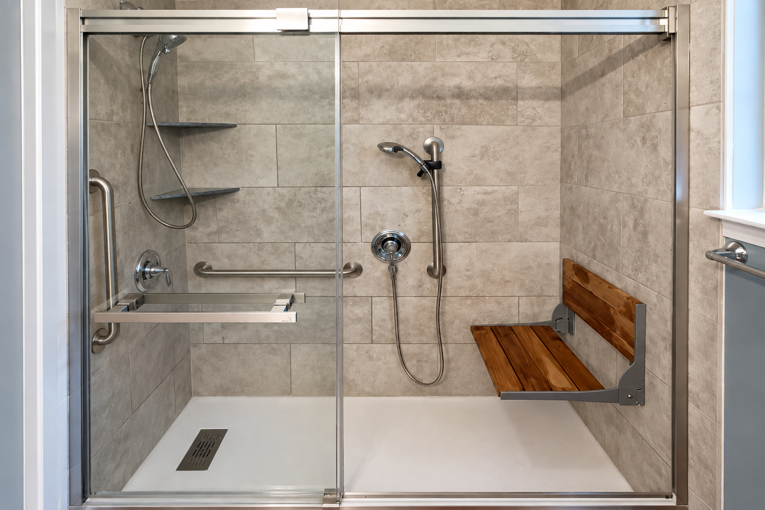 Completed modern bathroom remodel by Price's